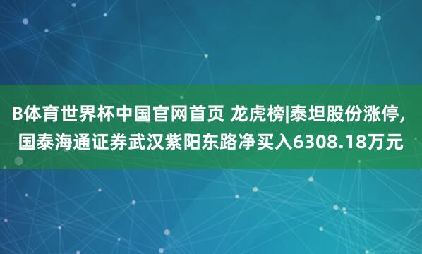 B体育世界杯中国官网首页 龙虎榜|泰坦股份涨停， 国泰海通证券武汉紫阳东路净买入6308.18万元