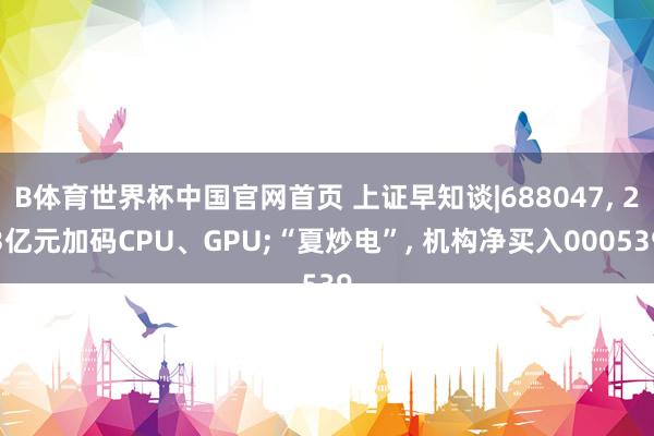B体育世界杯中国官网首页 上证早知谈|688047， 23亿元加码CPU、GPU;“夏炒电”， 机构净买入000539
