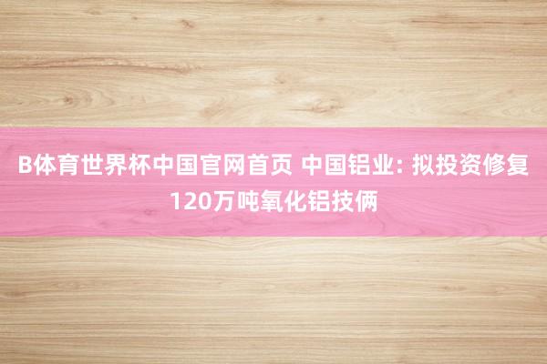 B体育世界杯中国官网首页 中国铝业: 拟投资修复120万吨氧化铝技俩
