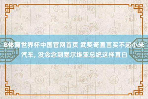 B体育世界杯中国官网首页 武契奇直言买不起小米汽车， 没念念到塞尔维亚总统这样直白