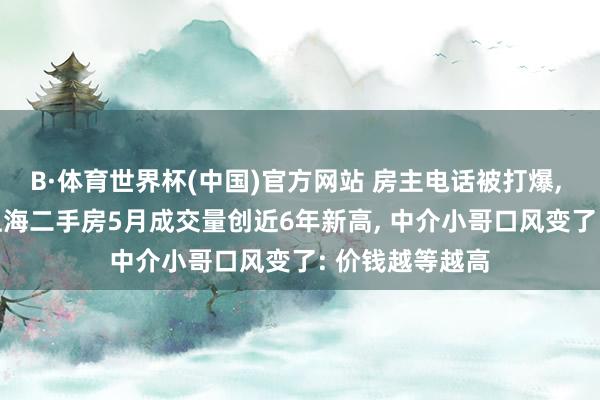 B·体育世界杯(中国)官方网站 房主电话被打爆， 谁约都不见! 上海二手房5月成交量创近6年新高， 中介小哥口风变了: 价钱越等越高