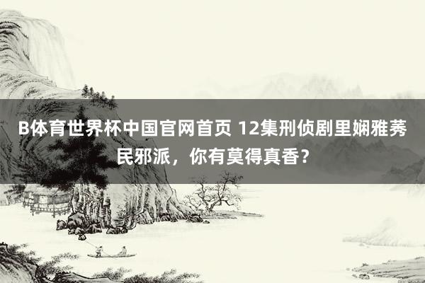 B体育世界杯中国官网首页 12集刑侦剧里娴雅莠民邪派，你有莫得真香？
