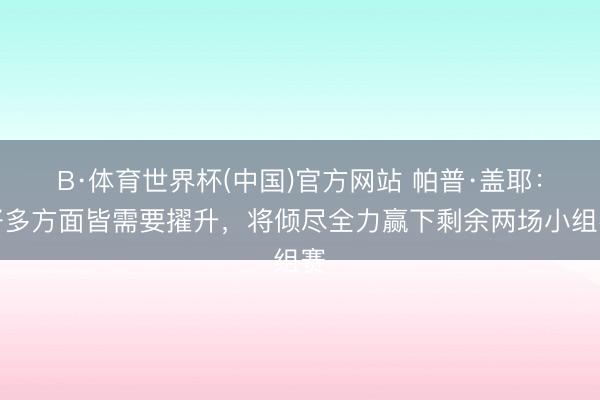 B·体育世界杯(中国)官方网站 帕普·盖耶：好多方面皆需要擢升，将倾尽全力赢下剩余两场小组赛
