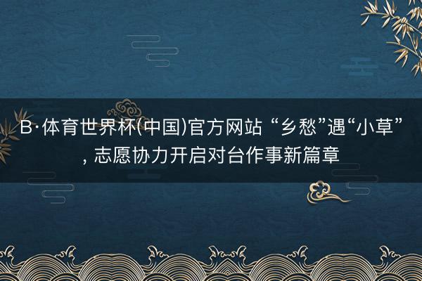 B·体育世界杯(中国)官方网站 “乡愁”遇“小草”， 志愿协力开启对台作事新篇章